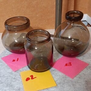 Elegant Brown Glass Vase Set